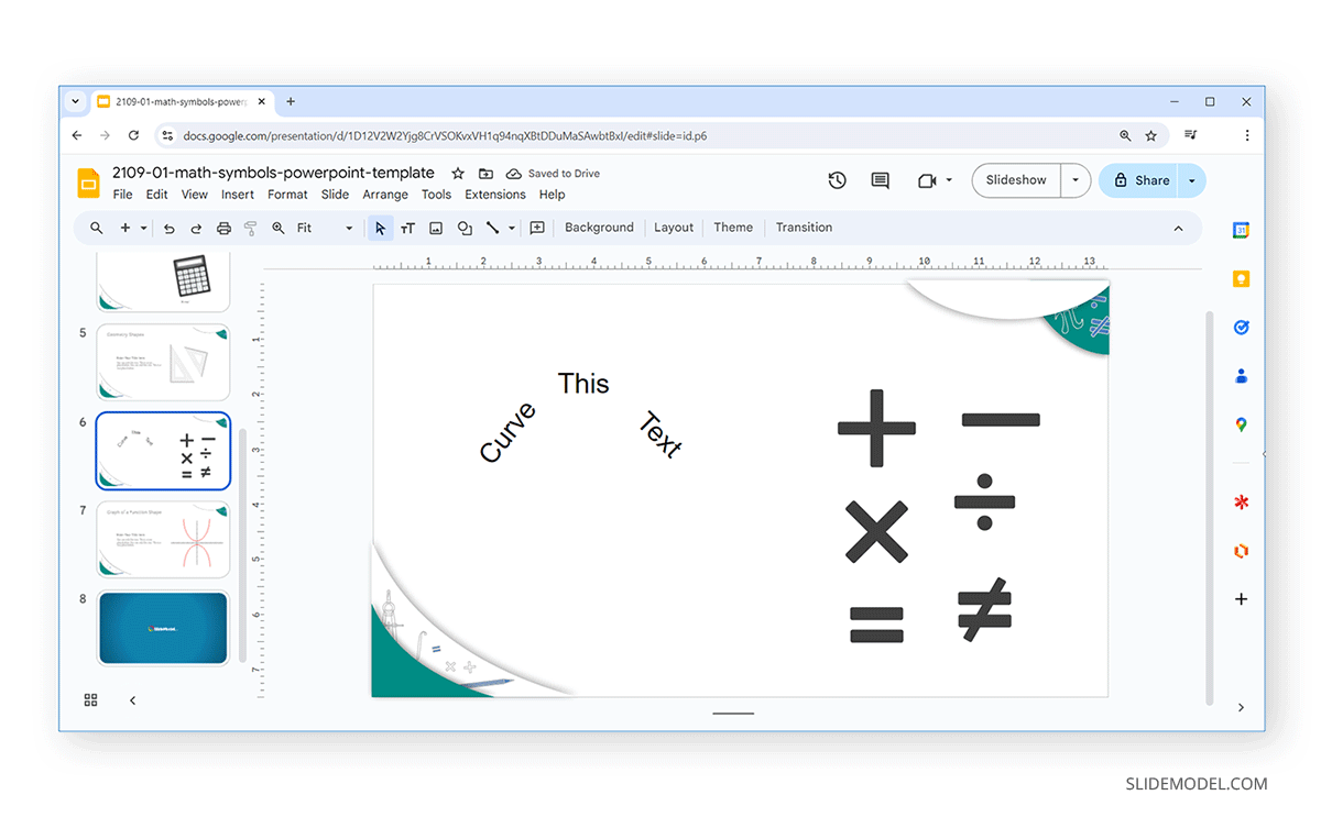 Final result for semi-curved text in Google Slides