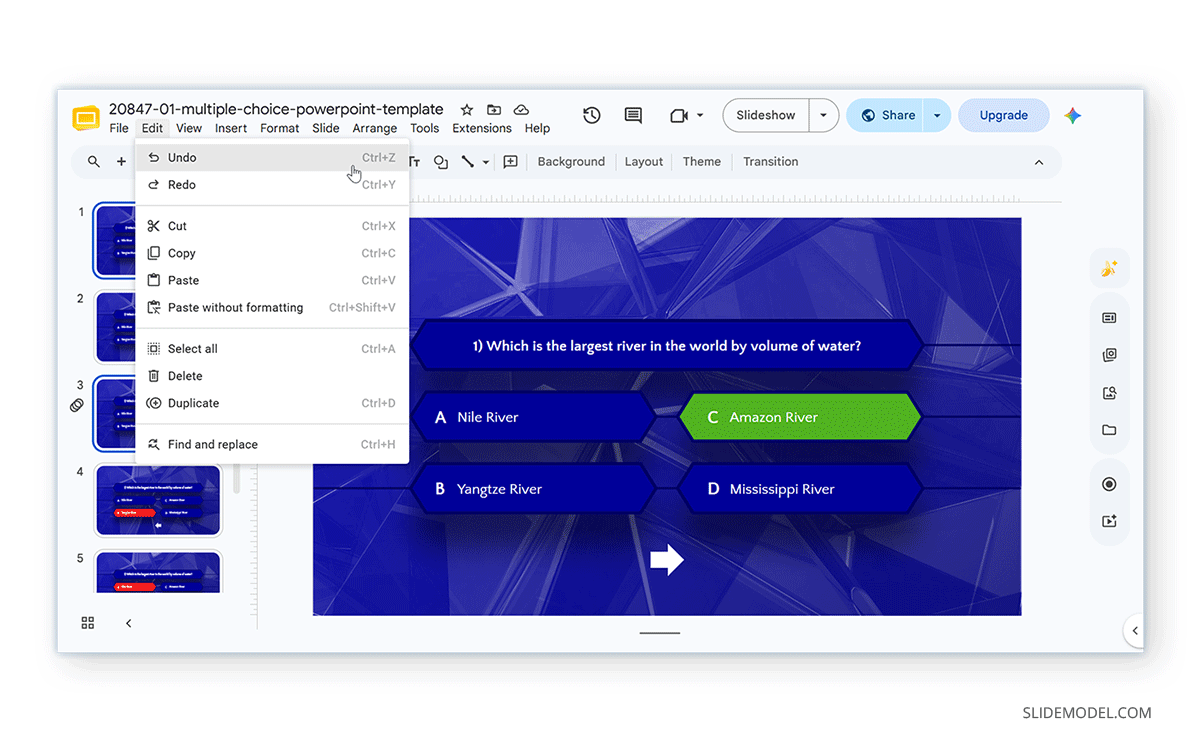 Undoing delete slides in Google Slides