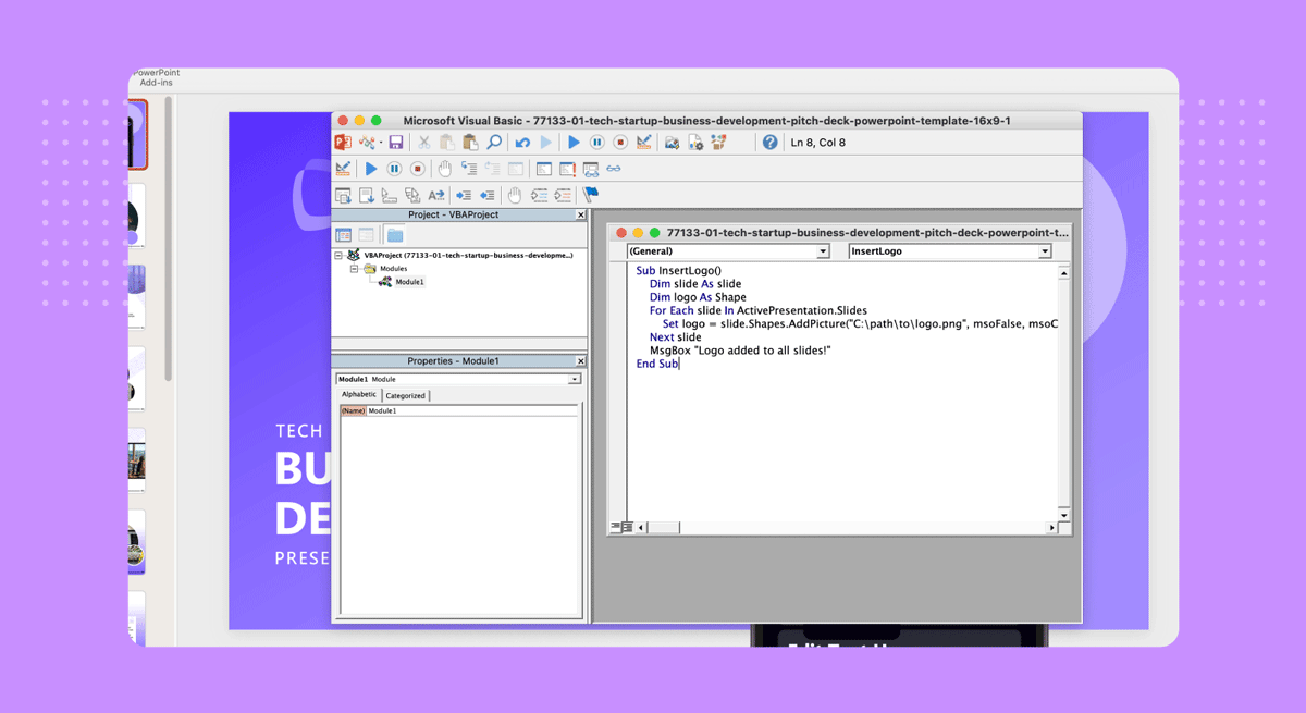 Creating a script to automate adding company logo on slides