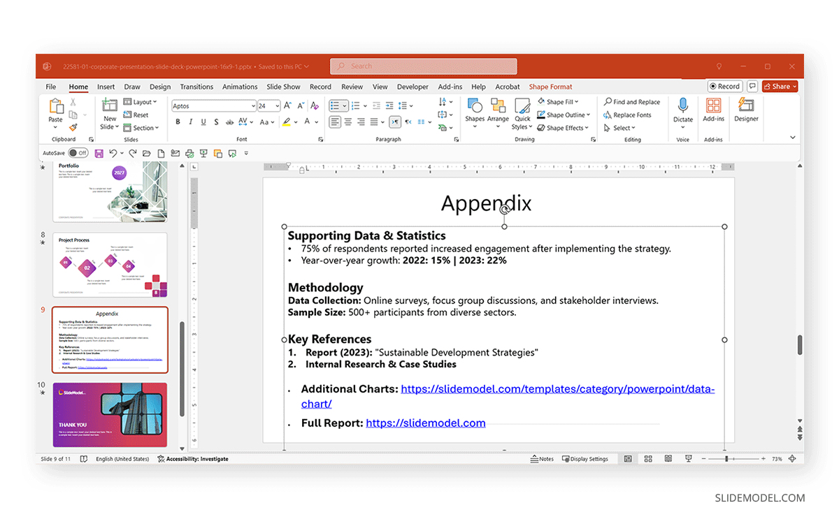 How to create an appendix slide in PowerPoint