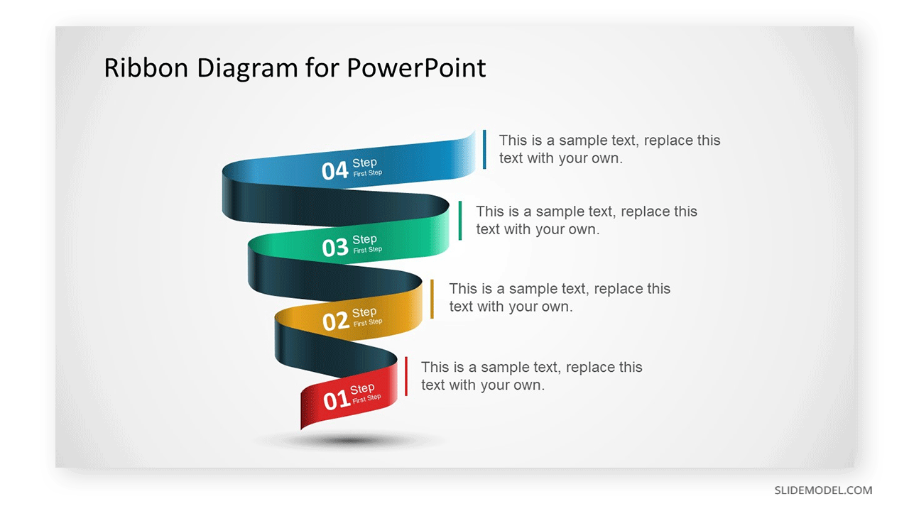 3D Ribbon diagram template for PowerPoint by SlideModel