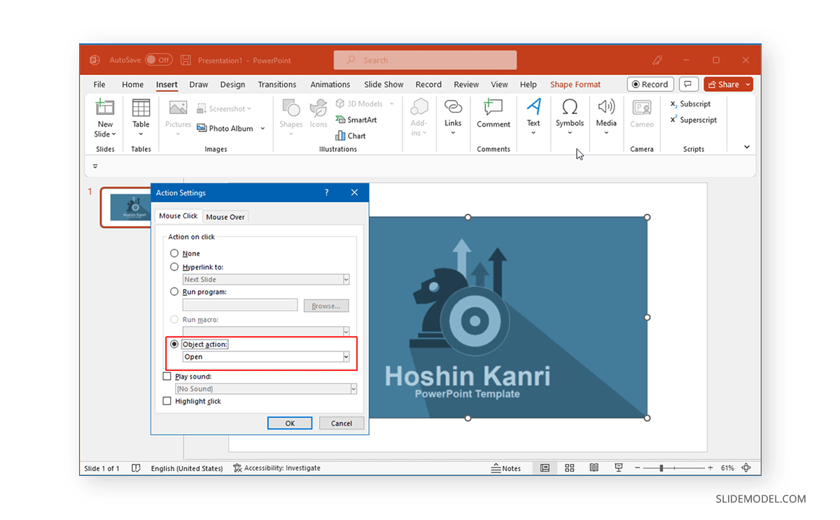 Action setting in PowerPoint
