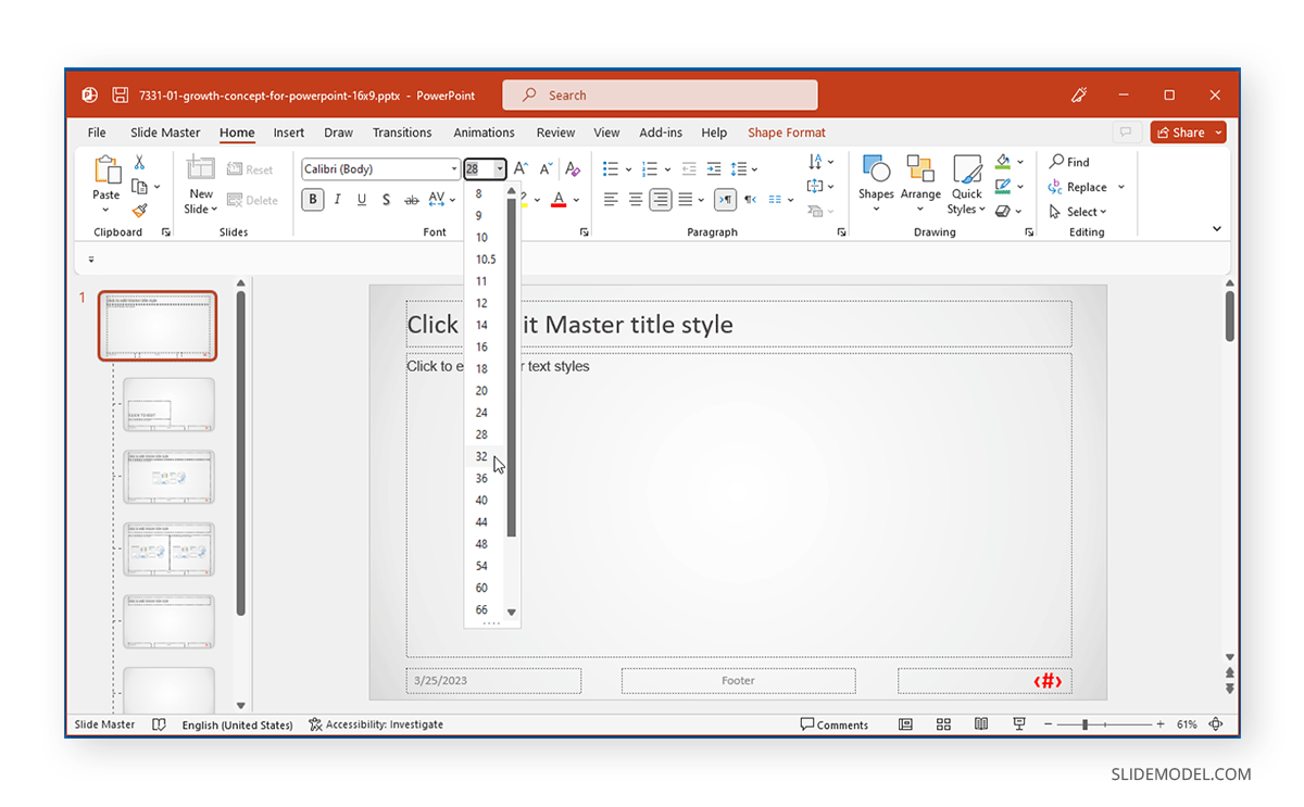 Add page number in Slide Master in PowerPoint