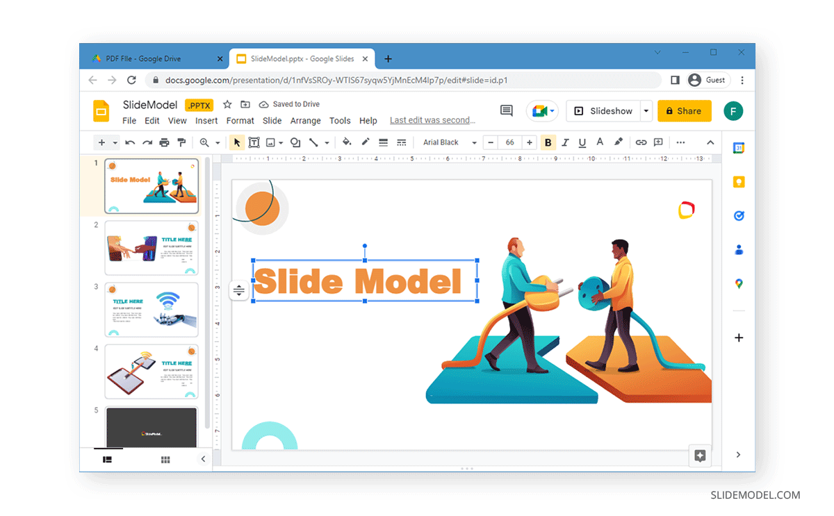 Editing a converted PDF presentation in Google Slides