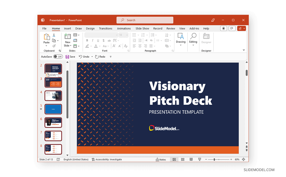 Files pasted to a new presentation deck
