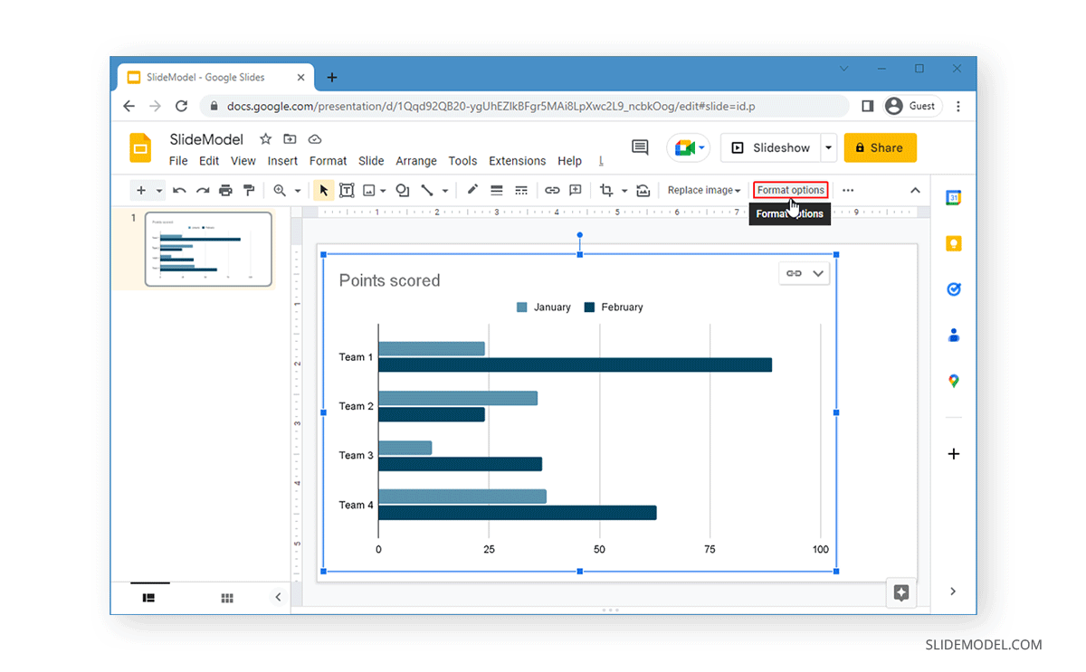 Accessing Format Options for charts in Google Slides
