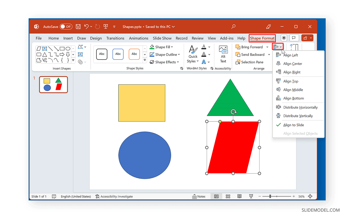 Select and Align shape in PowerPoint