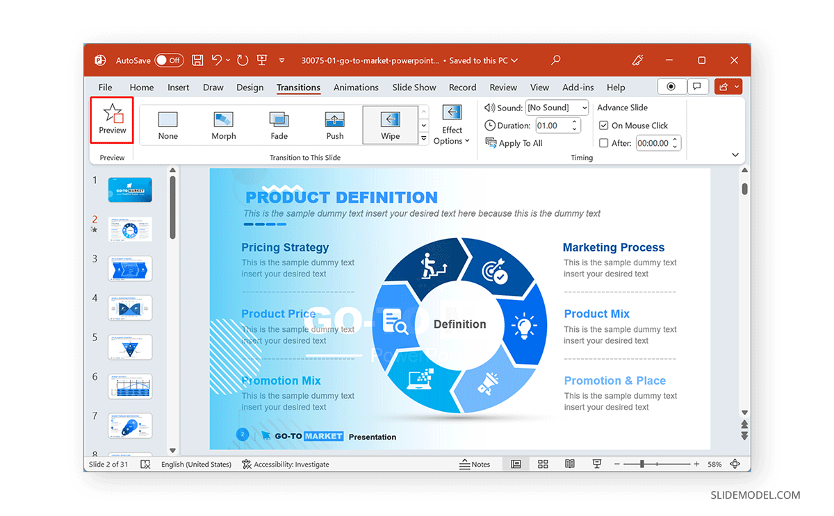How to Preview Transitions in PowerPoint