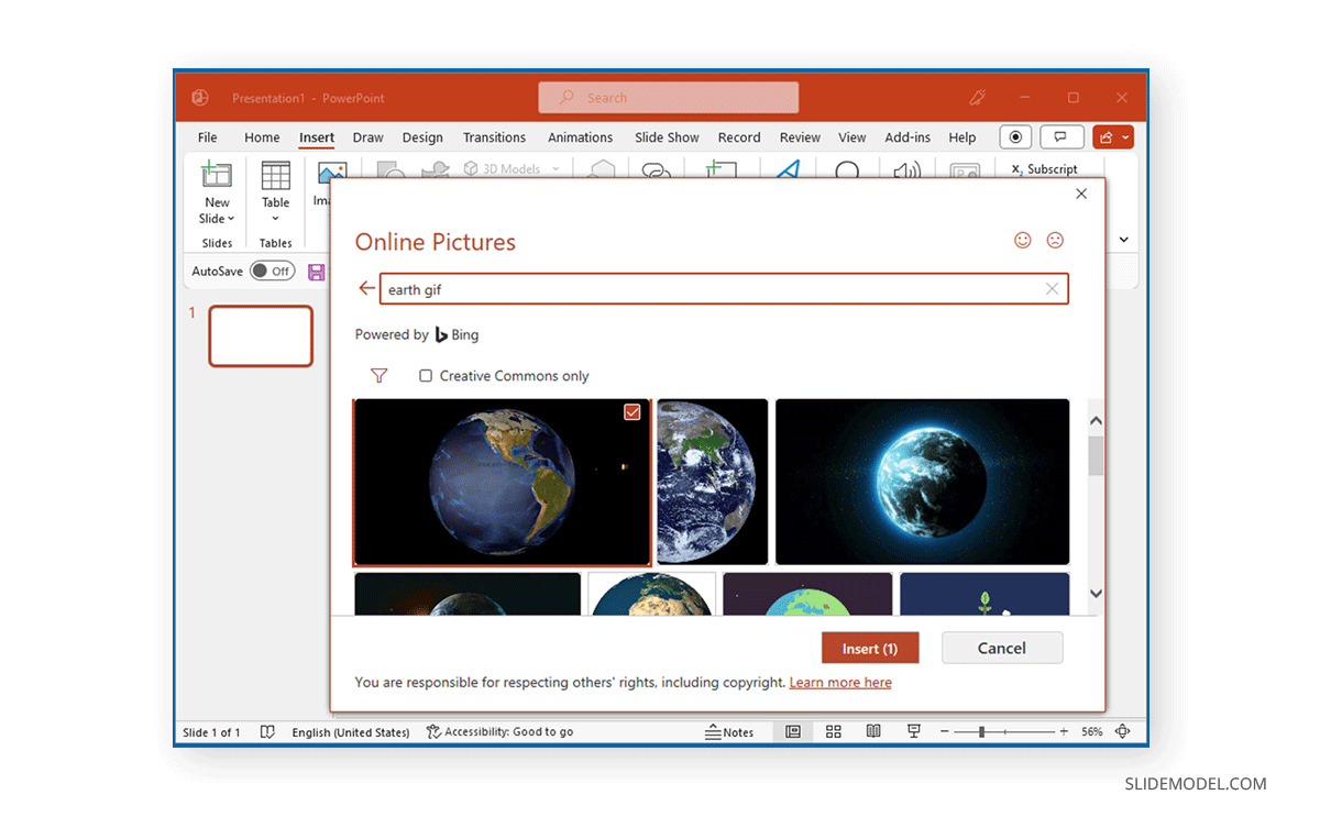 Search for online pictures in PowerPoint