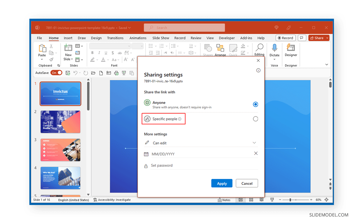 Share PPT file with specific people