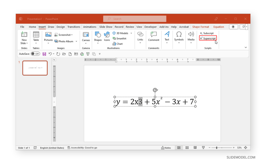 06-activate-superscript-to-create-exponents-in-powerpoint - SlideModel