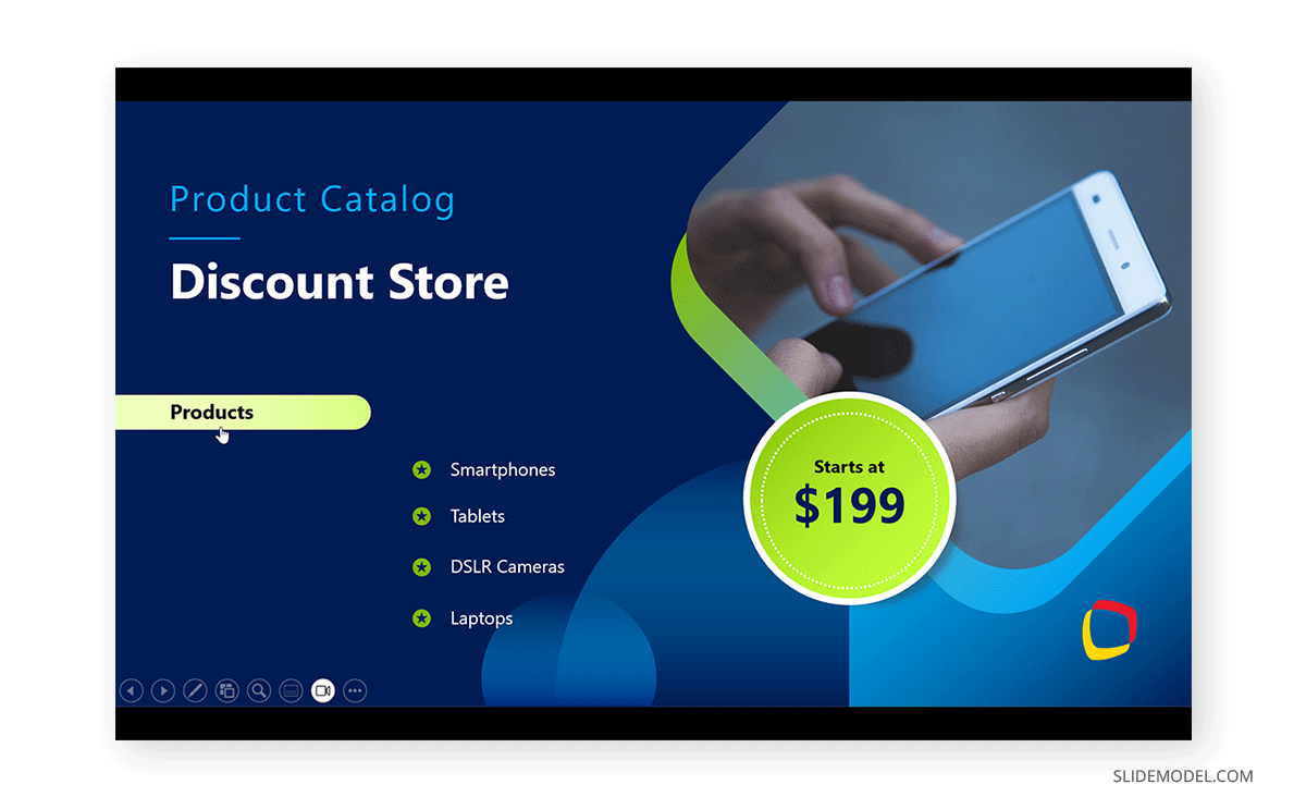 Link slide via button