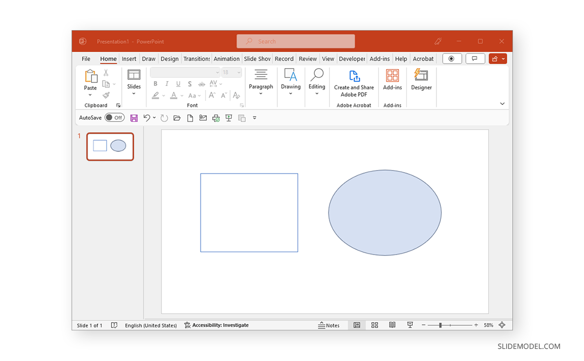 Comparison between shape transparency and no fill 