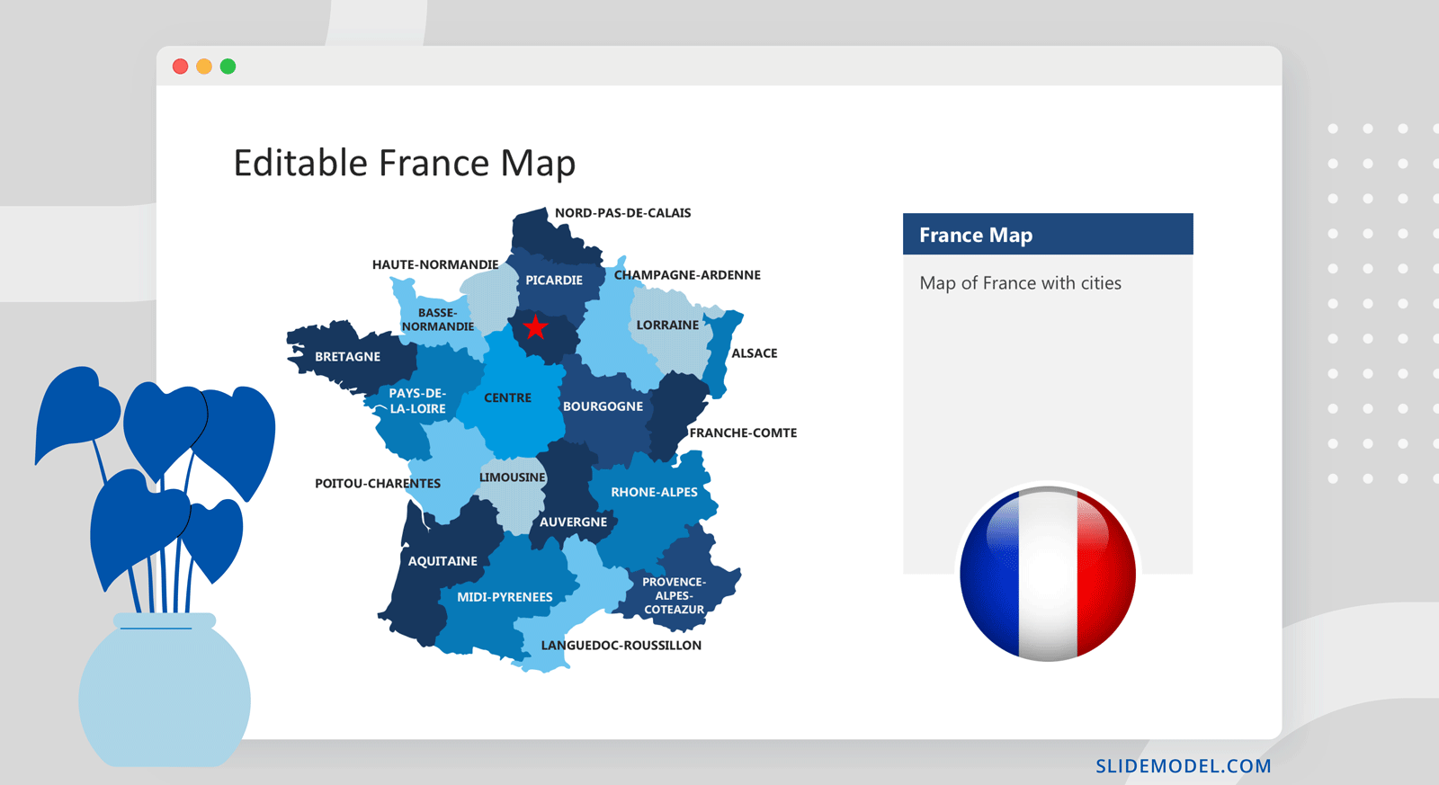 Map of France Paris City PPT Template
