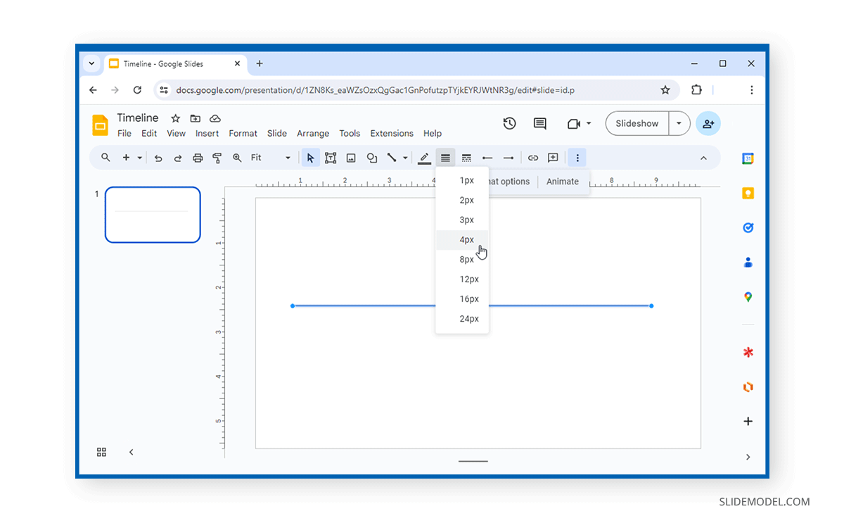 Changing line weight in Google Slides