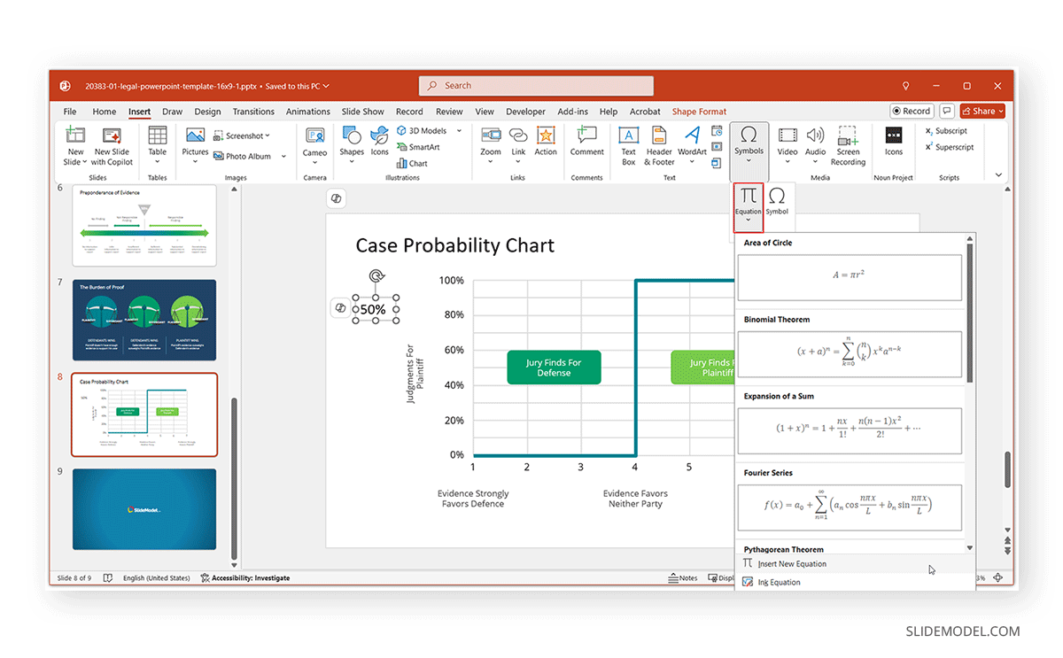 How to insert a math symbol in PowerPoint