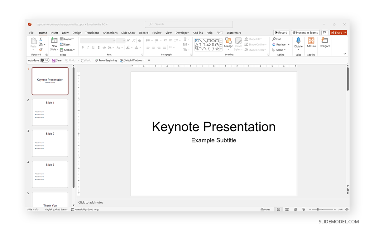 Exported PPT in PowerPoint for Windows