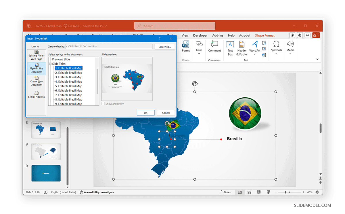 Linking between slides in PPT maps