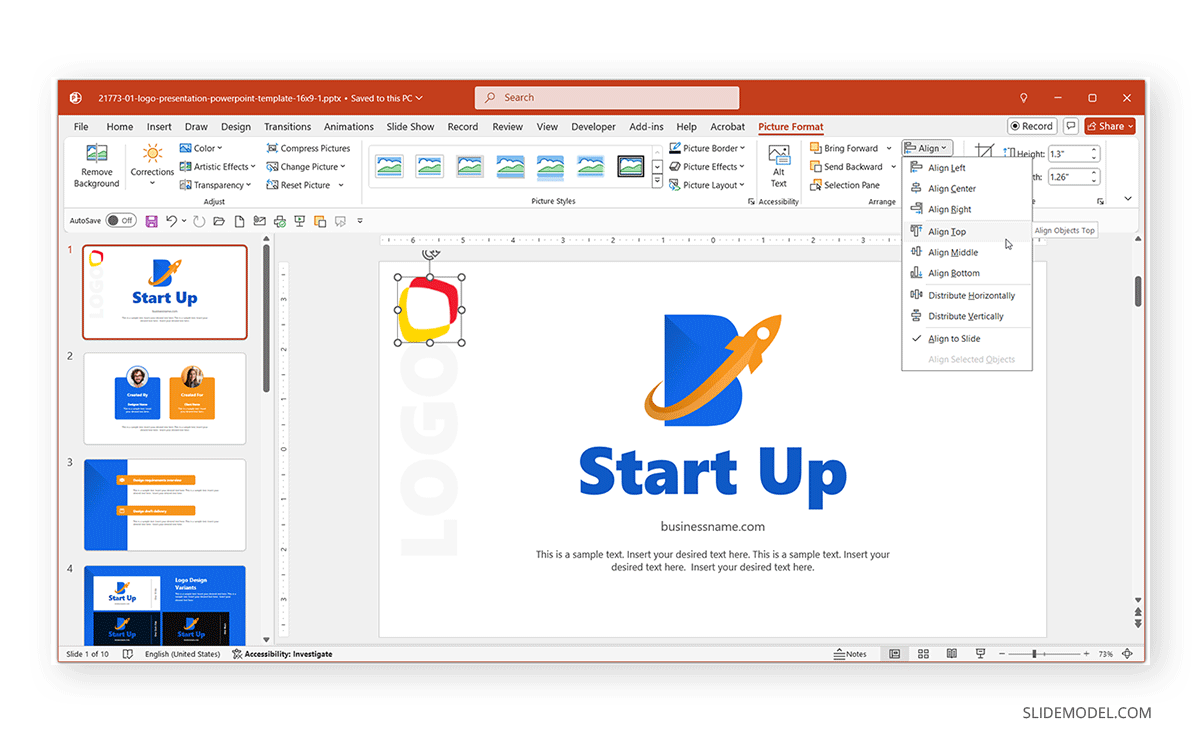 Align in PowerPoint for logos