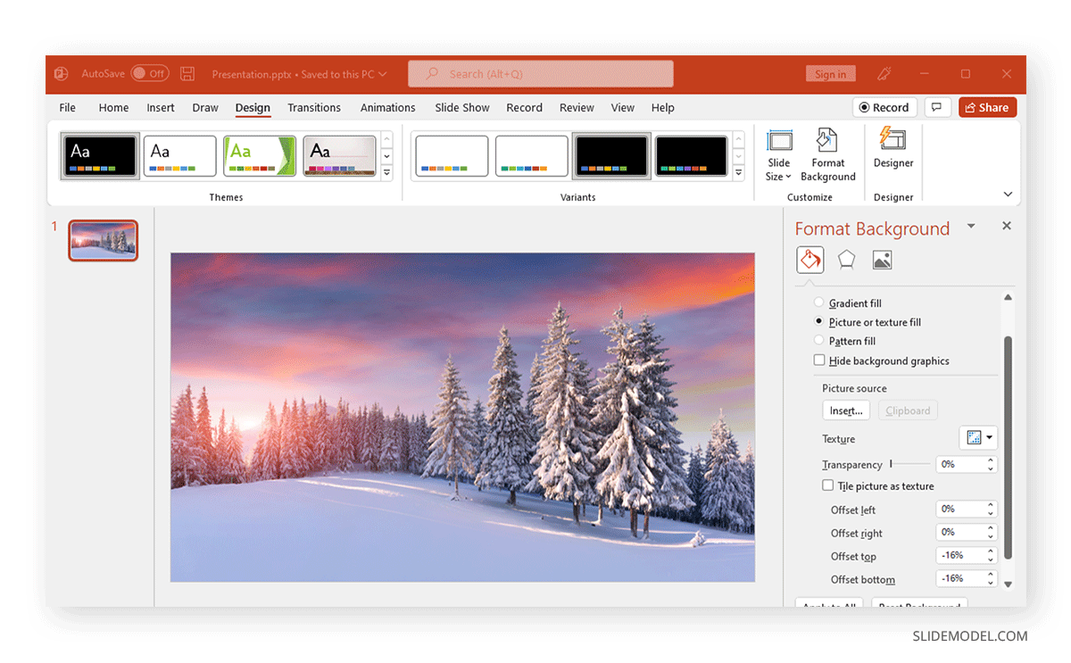 example of picture fill background in PowerPoint