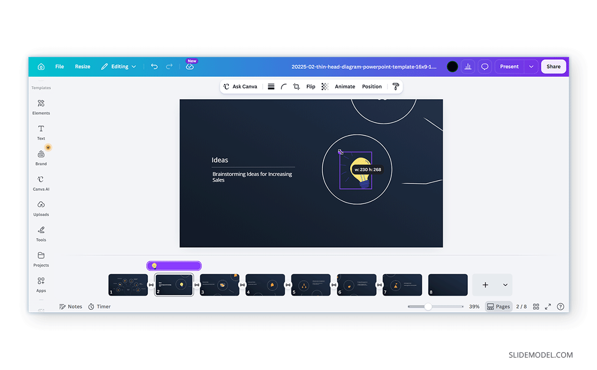How to resize a GIF in Canva