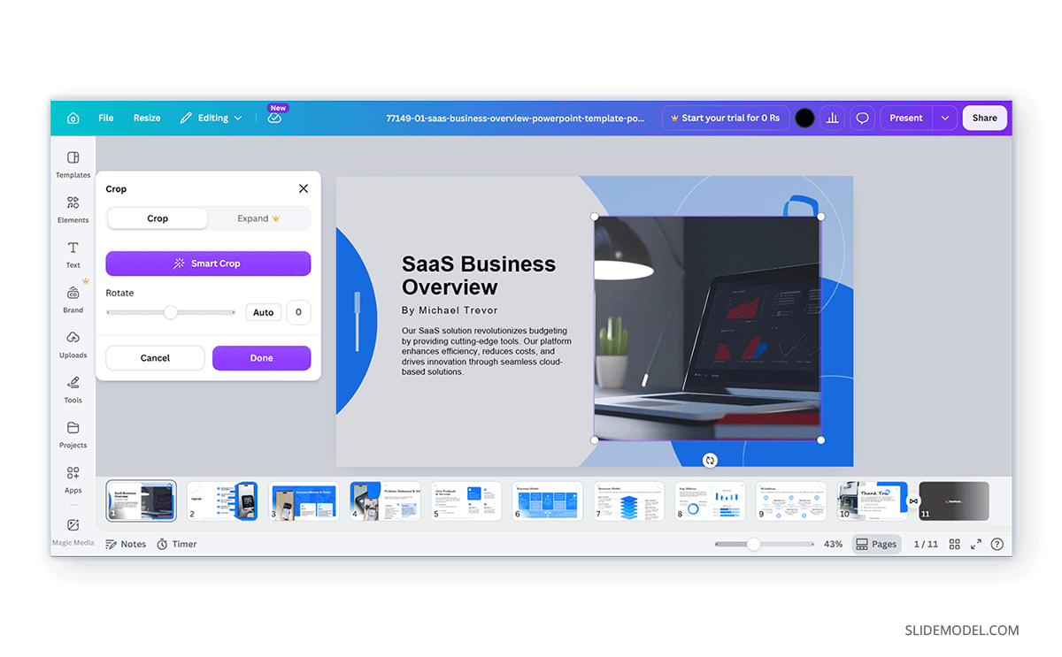 How to crop an image in Canva