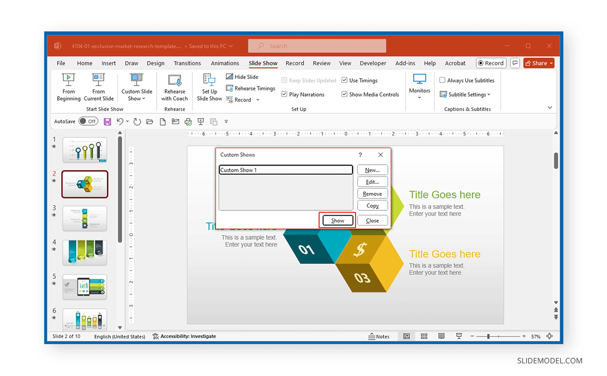 Accessing a custom Slide Show