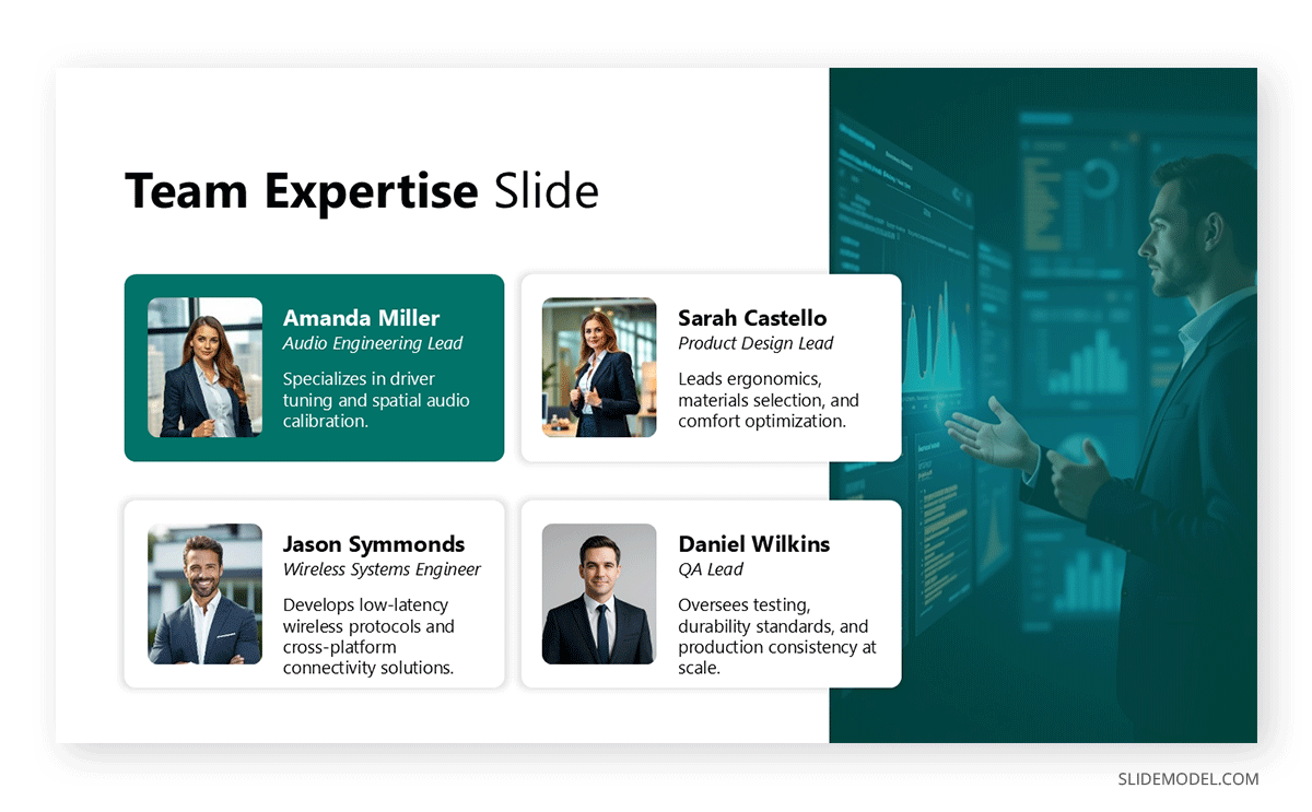 Team Expertise slide sample in capabilities PPT slide deck