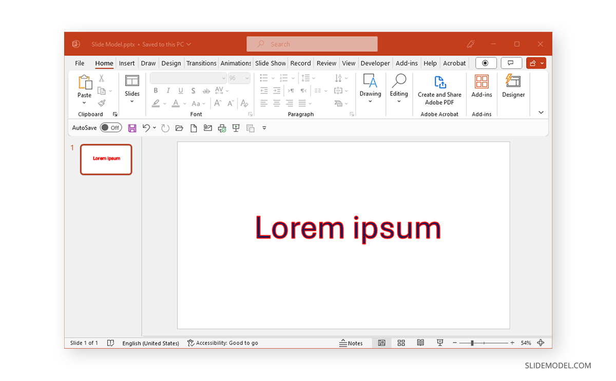 Text with outline and fill