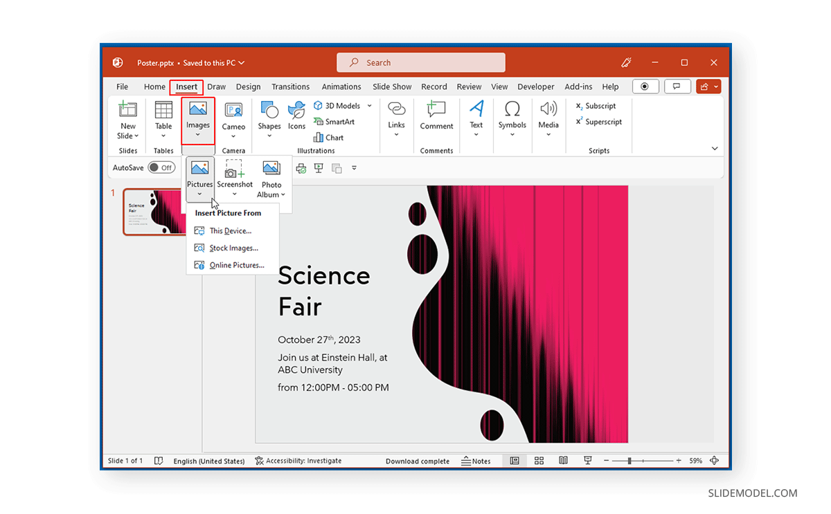 Insert picture to poster in PowerPoint