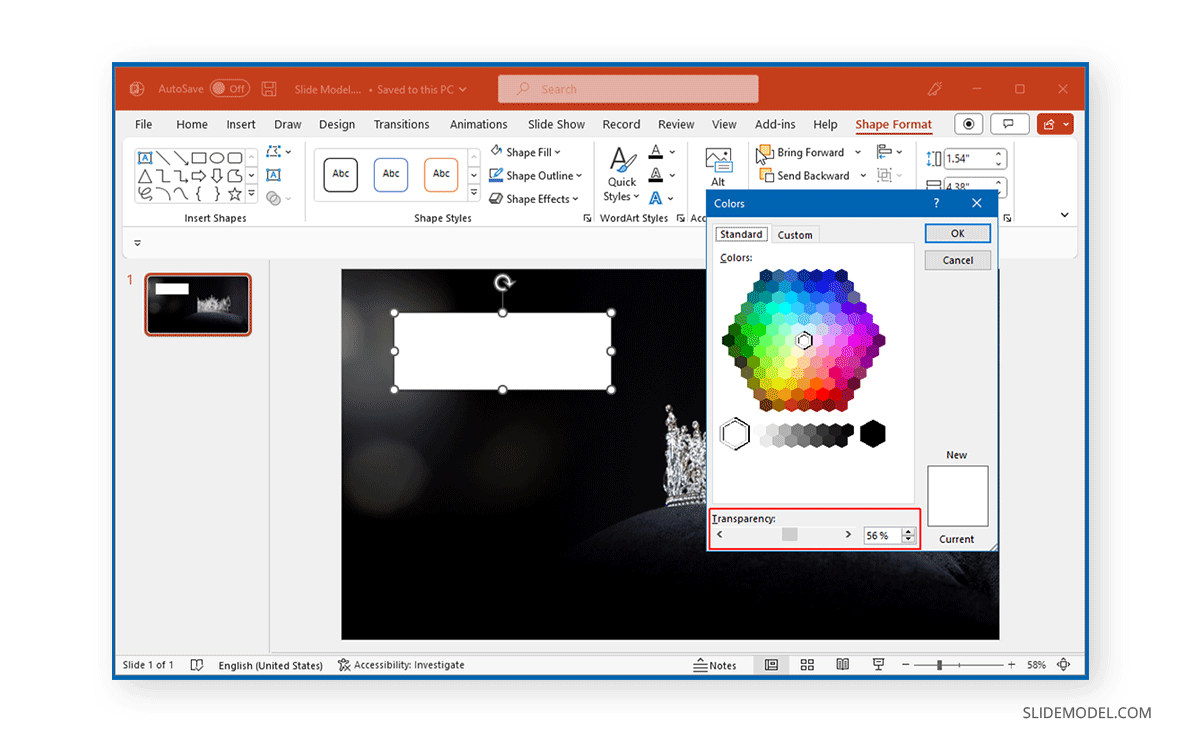 Adjust fill transparency in PowerPoint