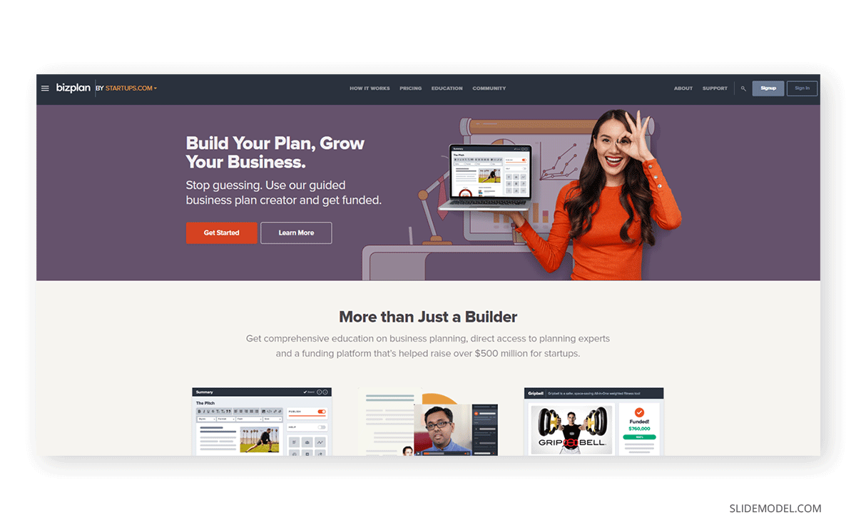 Bizplan tool for business plan presentations