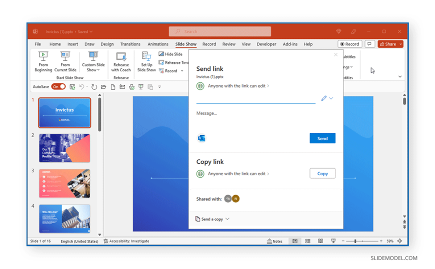 how do i create a link to share a powerpoint presentation