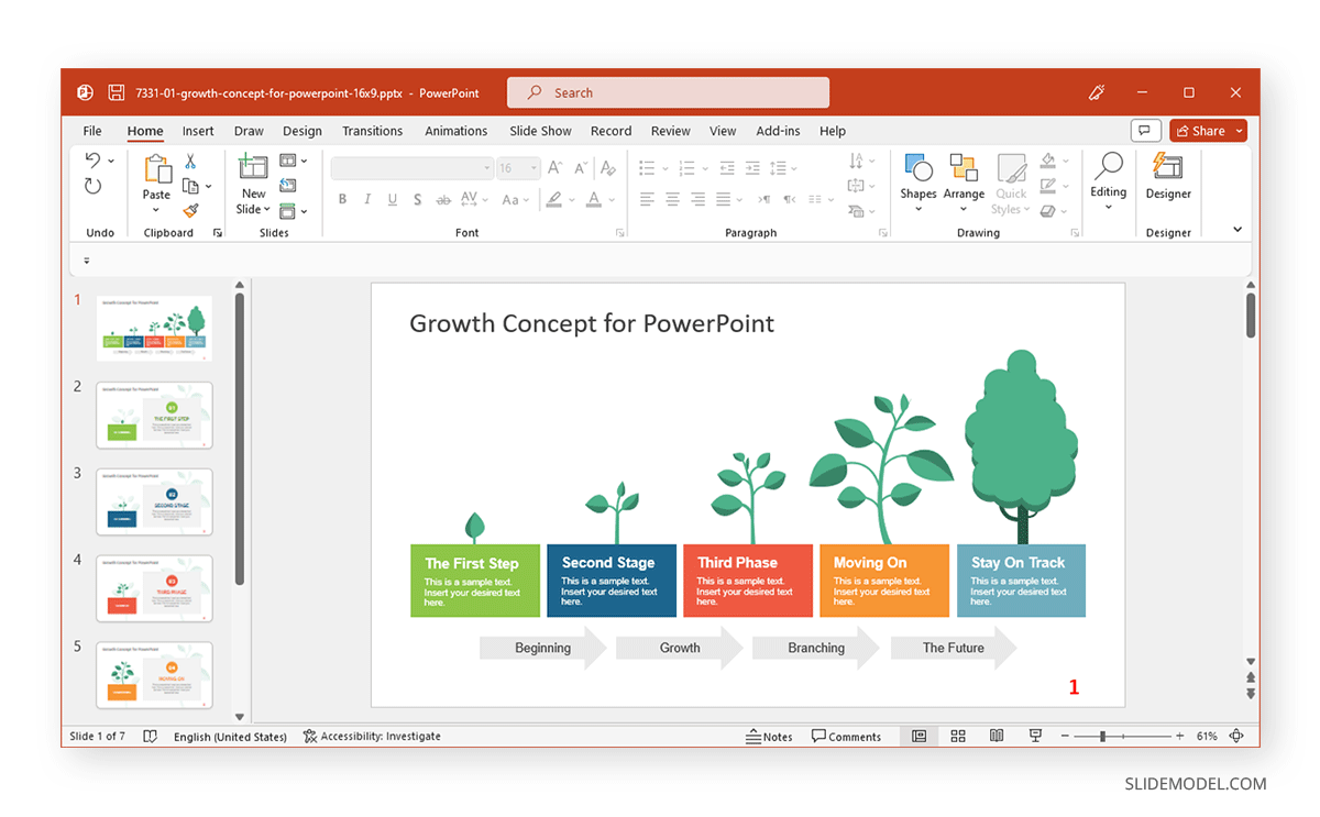 Final result of how to add page numbers in PowerPoint