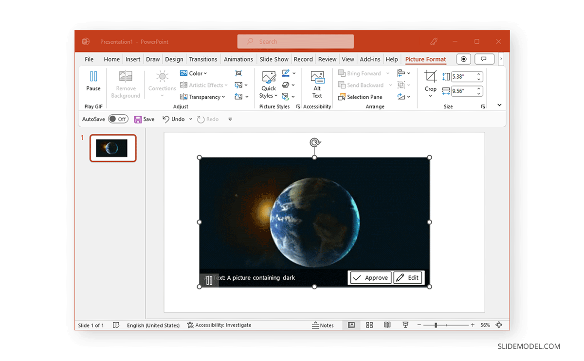 Online GIF placed in PowerPoint