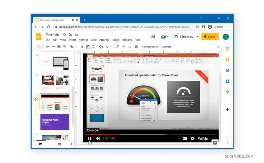 google slides presentation with video