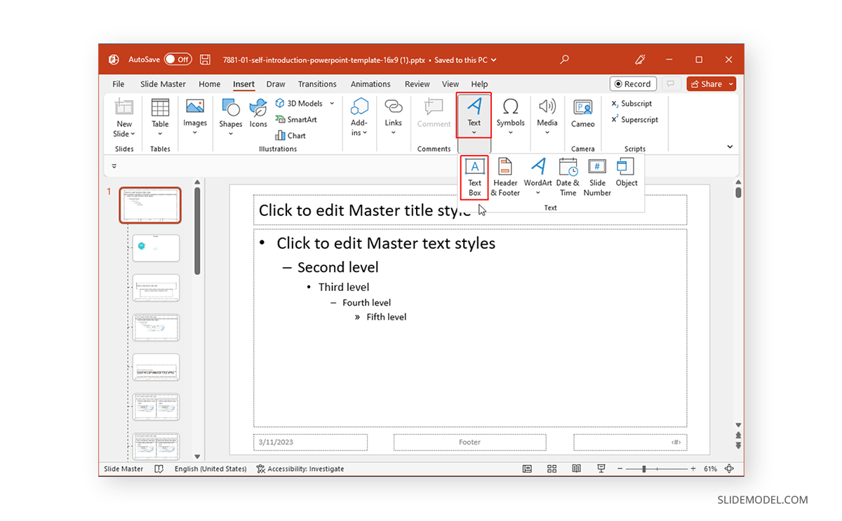 How to insert a text watermark in PowerPoint