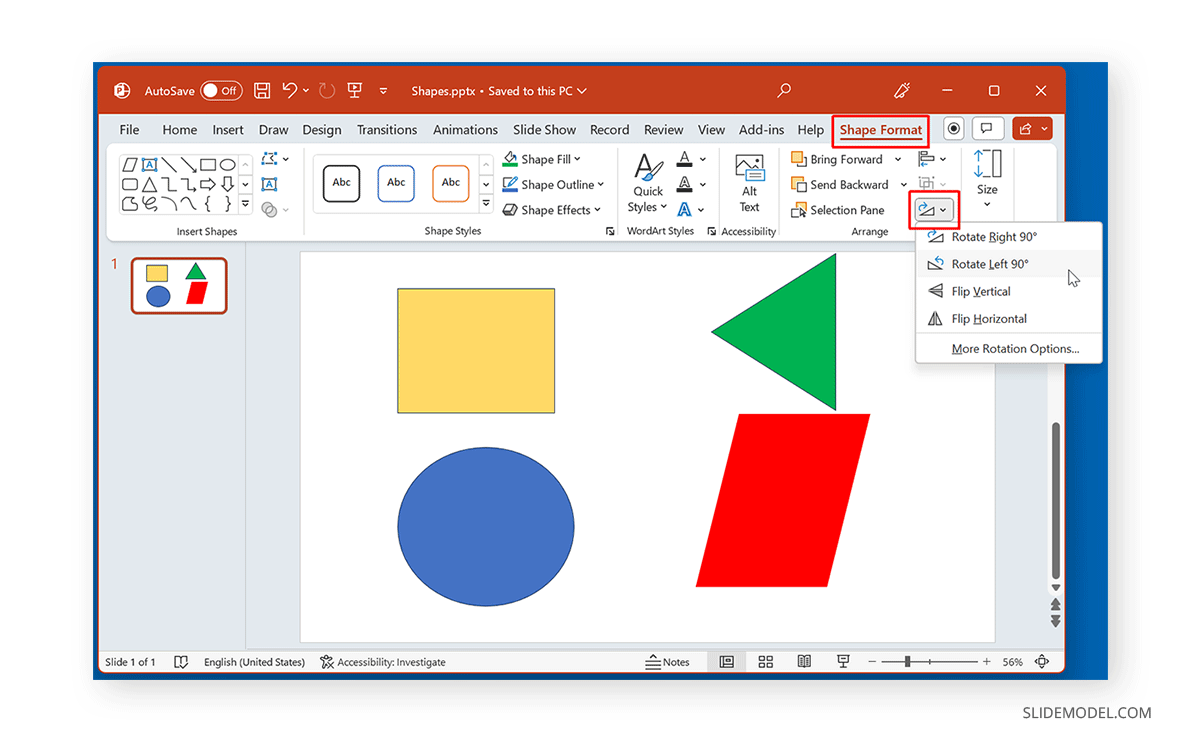 Select and Rotate shape in PowerPoint