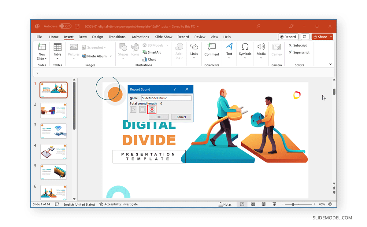 Start recording audio in PowerPoint