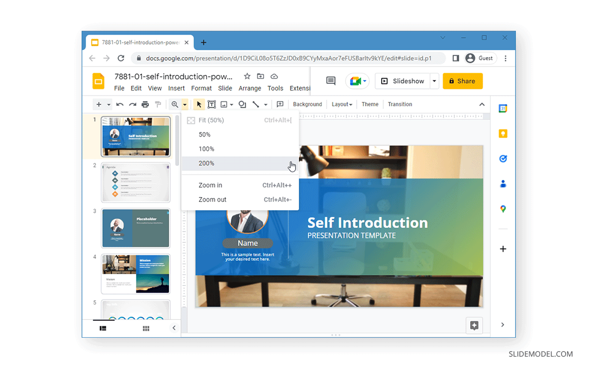 google slides zoom during presentation