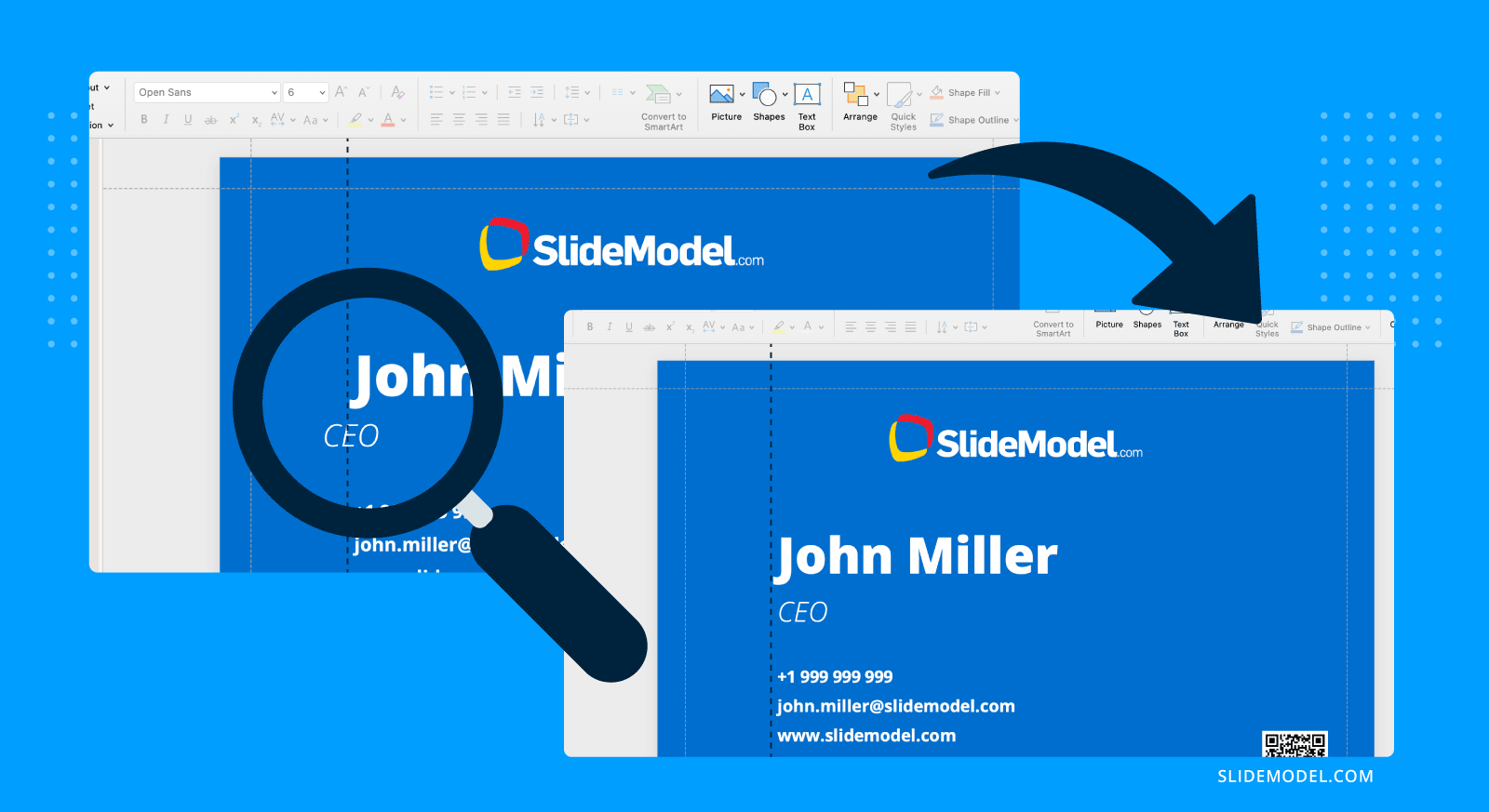 Fixing common mistakes in business card design in PowerPoint