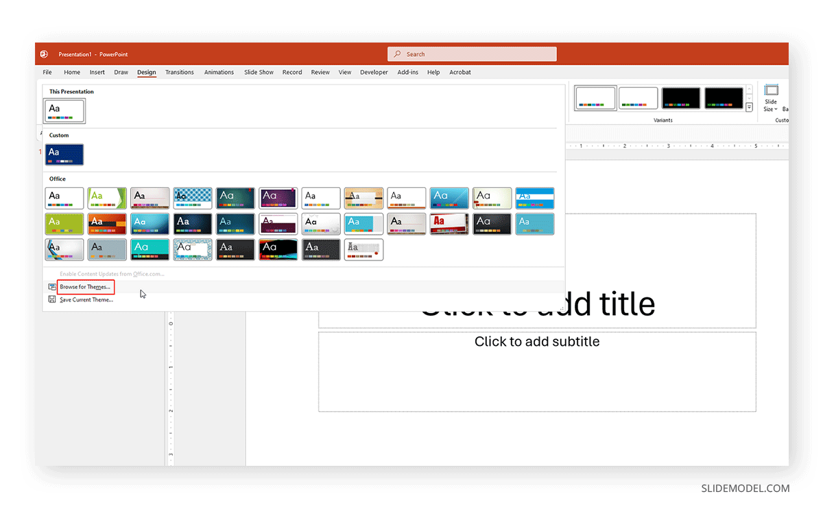 How to find new PowerPoint themes