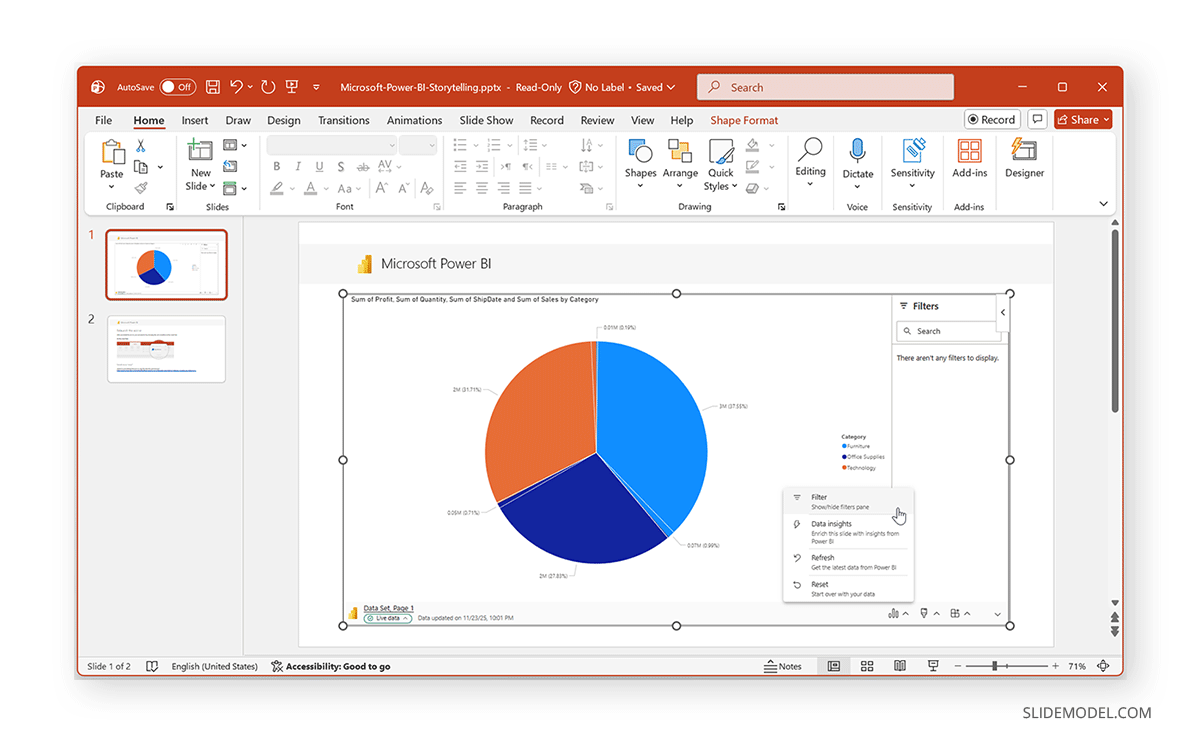 How to create a live dashboard with PowerPoint and Power BI