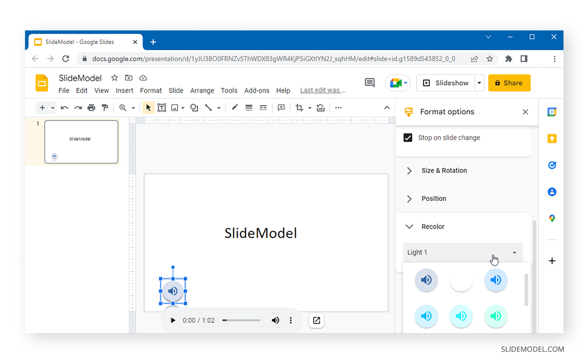 customizing the audio icon in Google Slides voiceover