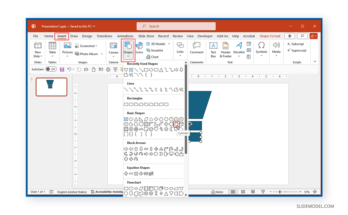 Adding a 3D Cylinder shape