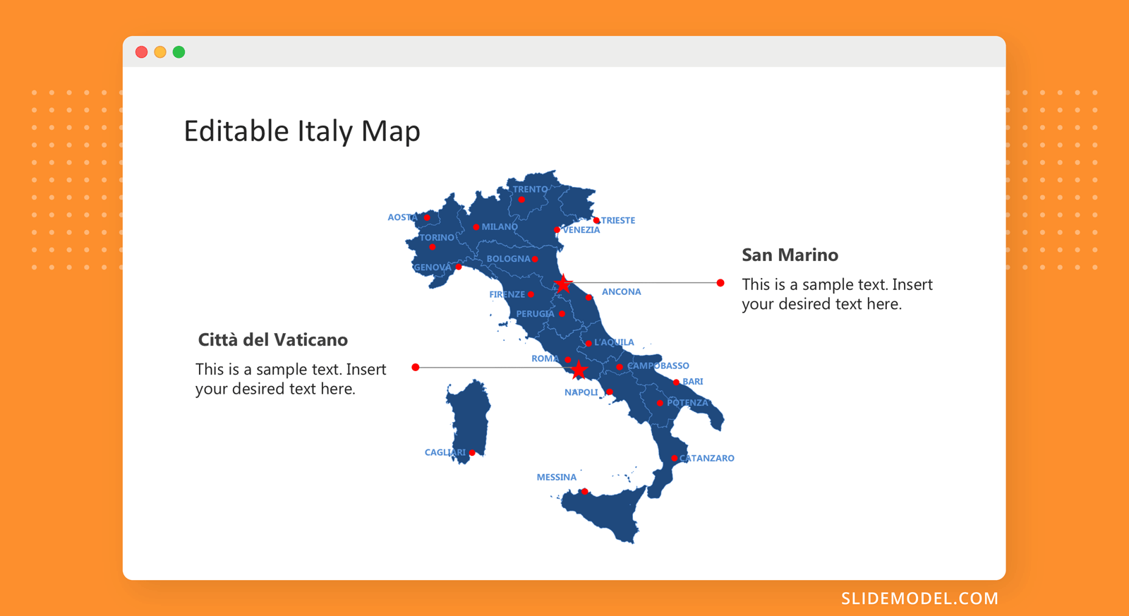 Map of Italy City of Rome PPT Template 