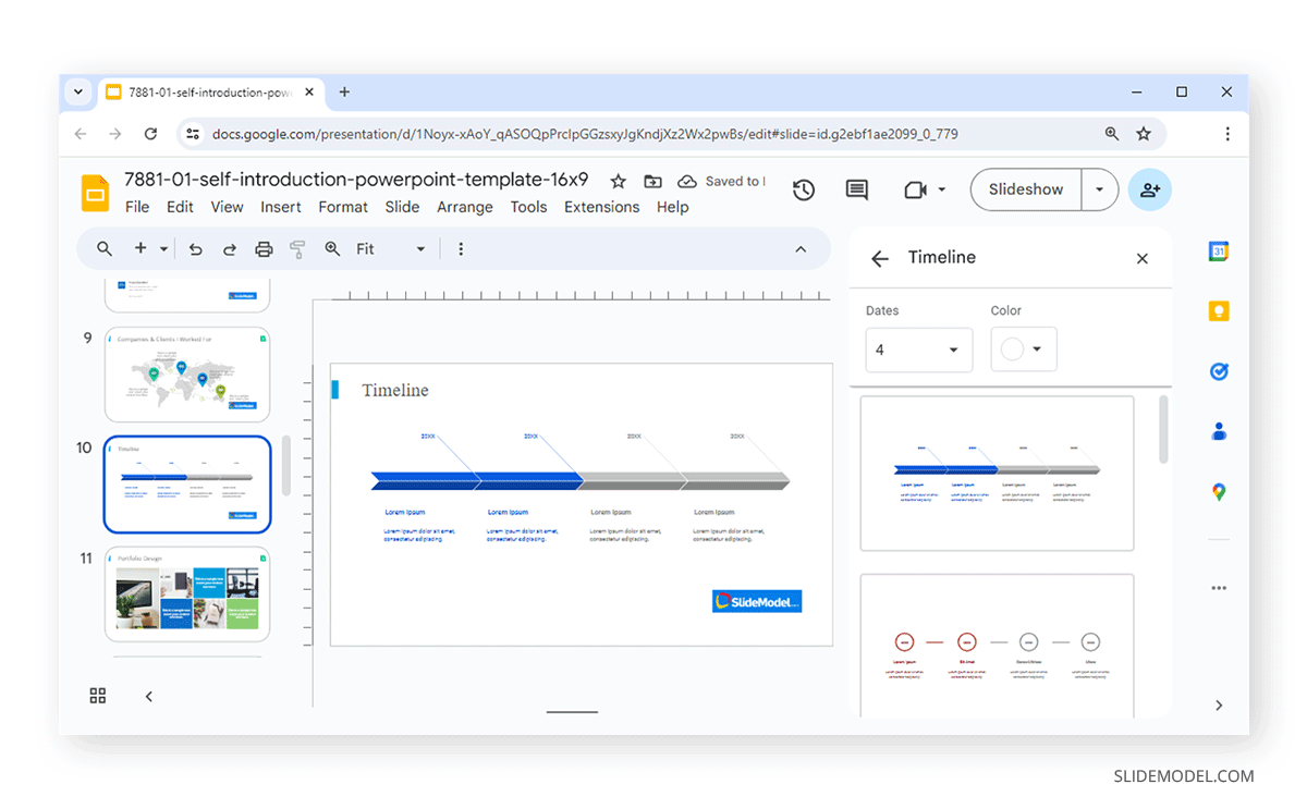 Creating a timeline in Google Slides