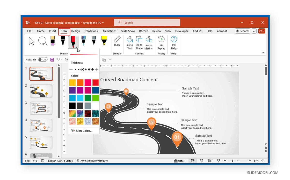 Draw menu options in PowerPoint