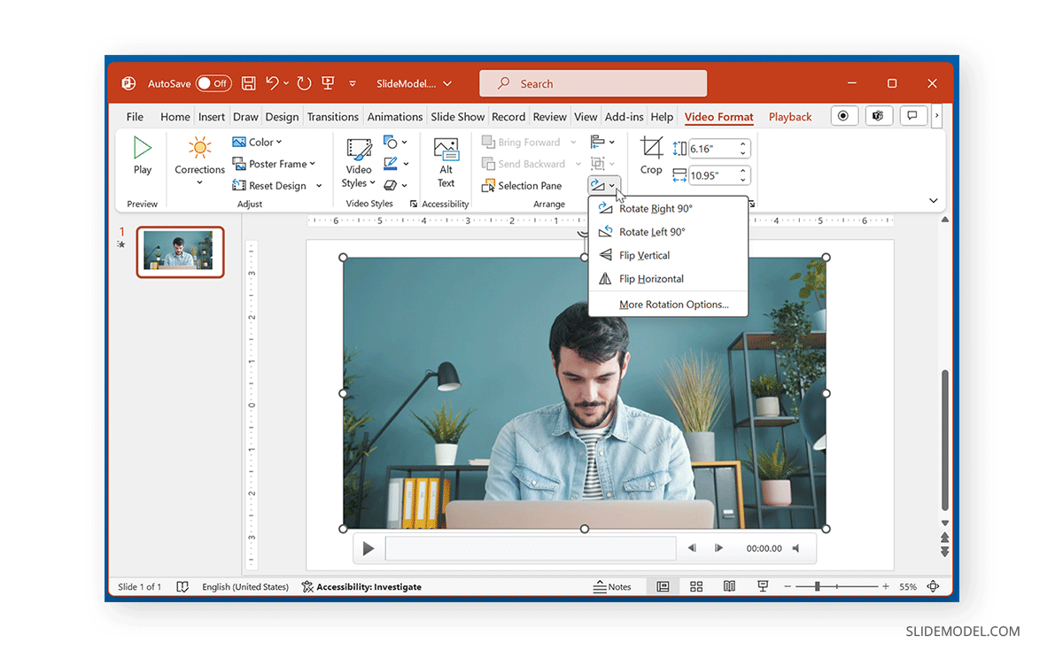 How to rotate a video in PowerPoint