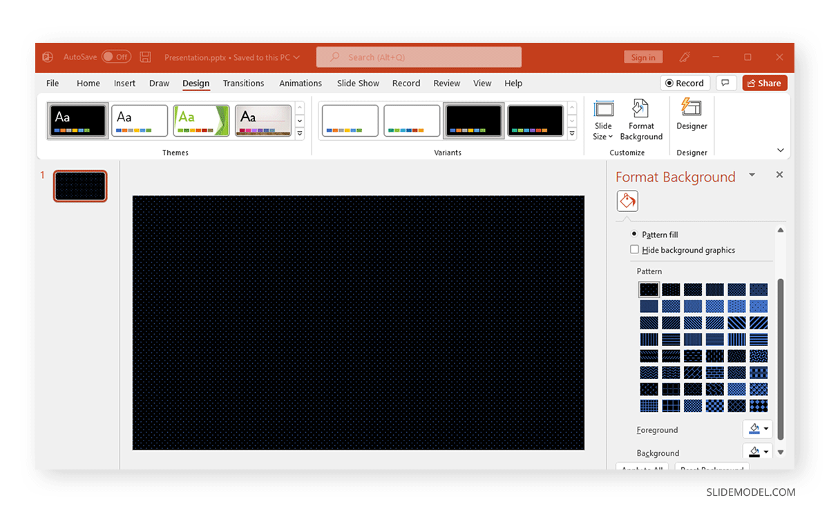 pattern fill background in PowerPoint